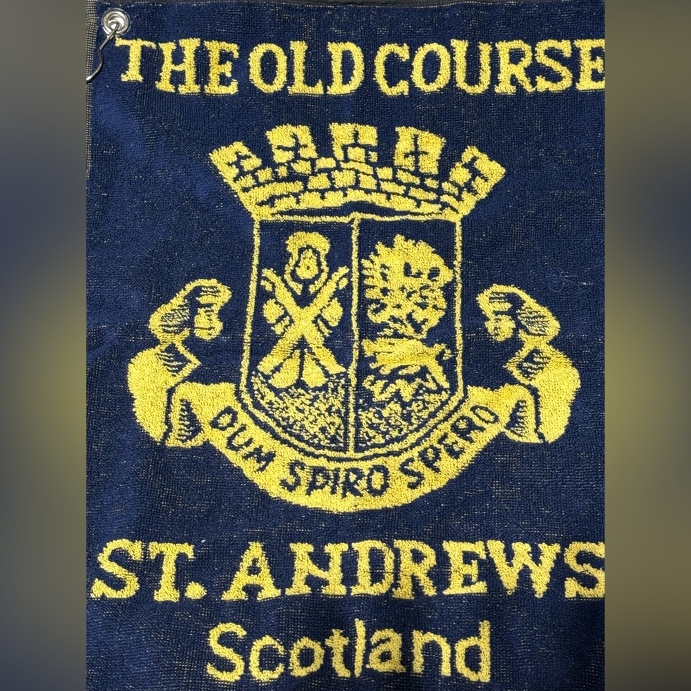 The Old Course St Andrews Scotland Golf Towel Blue & Yellow 100% Cotton Terry - Picture 4 of 6